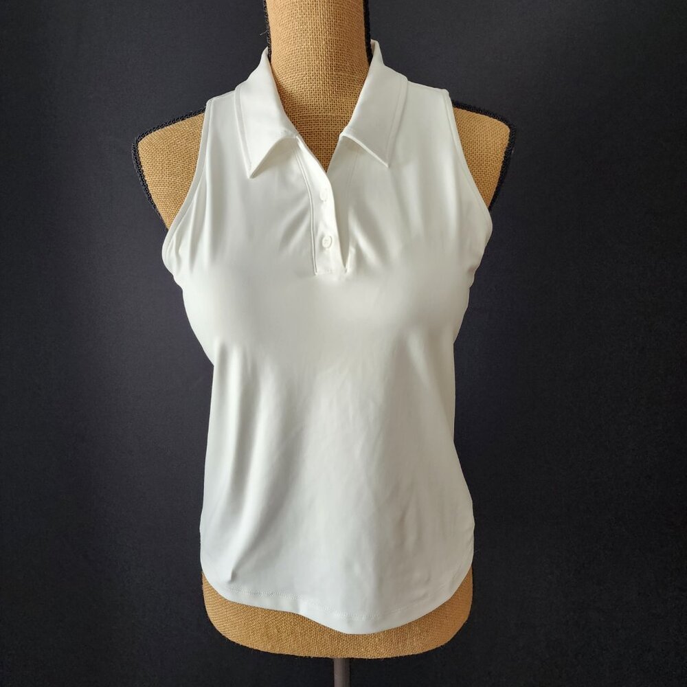 Tretorn White Sleeveless Tennis Polo Tank with Built-in Bra Size Small
